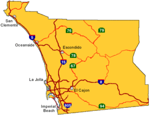 map of the san diego gas and electric service area which shows the area that is eligible for the california solar initiative (CSI) solar incentive