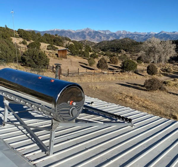 Roof mounted solar water heater in the Rocky Mountains